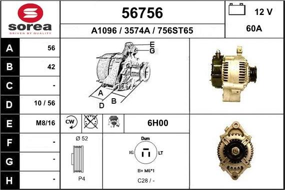 EAI 56756 - Генератор autospares.lv