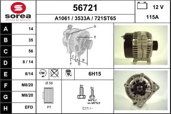 EAI 56721 - Генератор autospares.lv