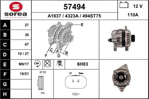 EAI 57494 - Генератор autospares.lv