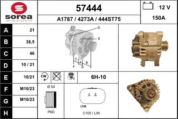 EAI 57444 - Генератор autospares.lv