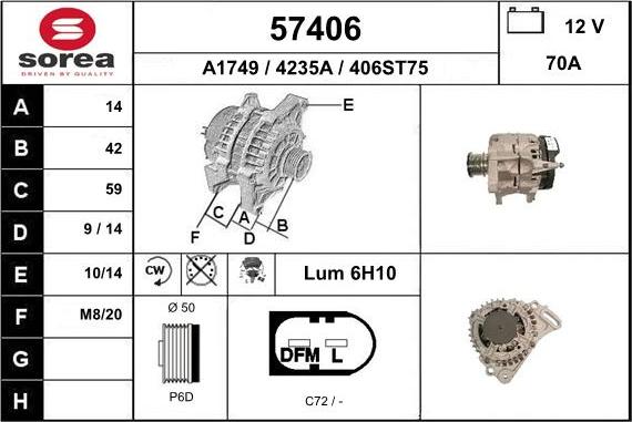 EAI 57406 - Генератор autospares.lv