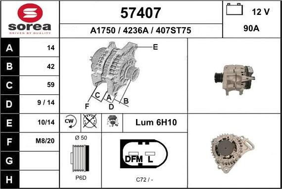 EAI 57407 - Генератор autospares.lv