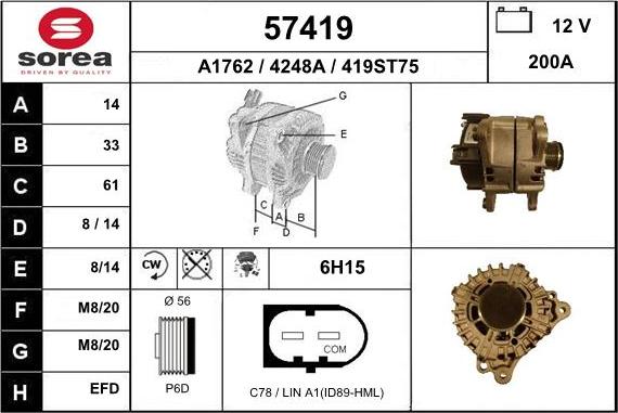 EAI 57419 - Генератор autospares.lv