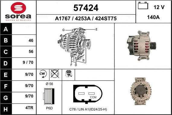 EAI 57424 - Генератор autospares.lv