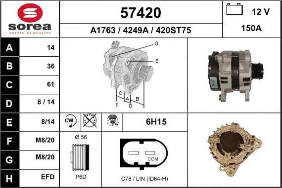 EAI 57420 - Генератор autospares.lv