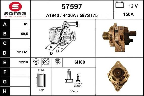 EAI 57597 - Генератор autospares.lv