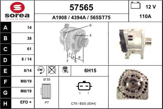 EAI 57565 - Генератор autospares.lv