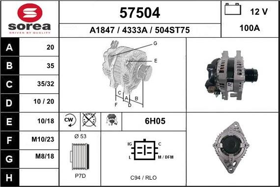 EAI 57504 - Генератор autospares.lv