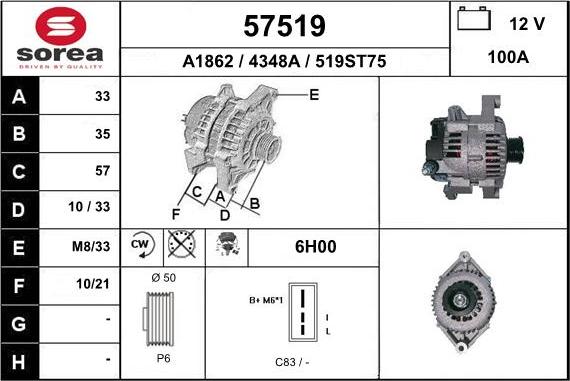 EAI 57519 - Генератор autospares.lv