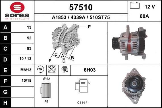 EAI 57510 - Генератор autospares.lv