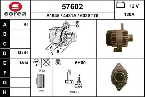 EAI 57602 - Генератор autospares.lv