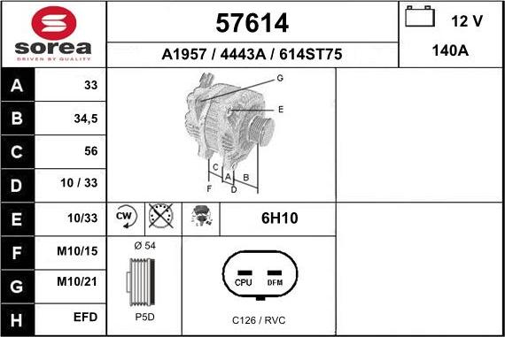 EAI 57614 - Генератор autospares.lv