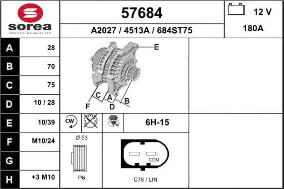 EAI 57684 - Генератор autospares.lv