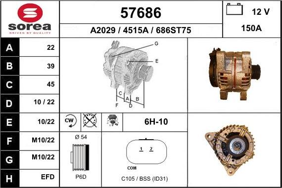 EAI 57686 - Генератор autospares.lv