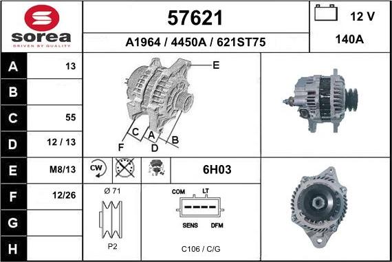 EAI 57621 - Генератор autospares.lv