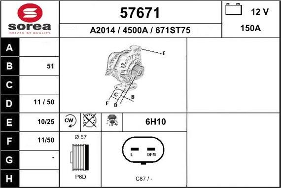 EAI 57671 - Генератор autospares.lv