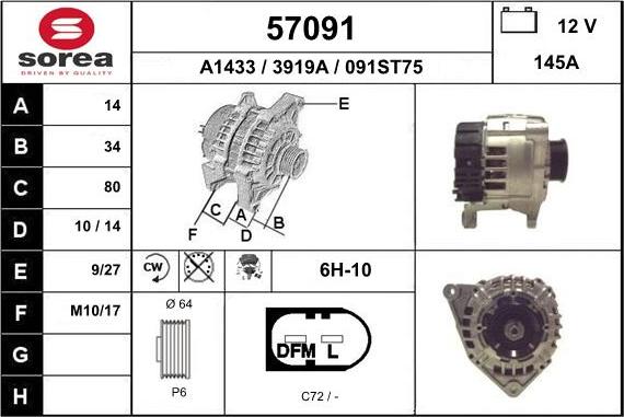 EAI 57091 - Генератор autospares.lv