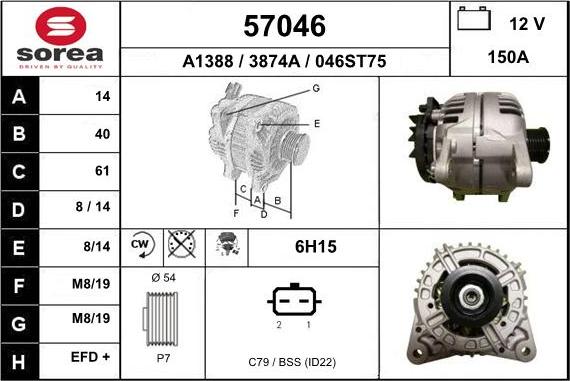 EAI 57046 - Генератор autospares.lv