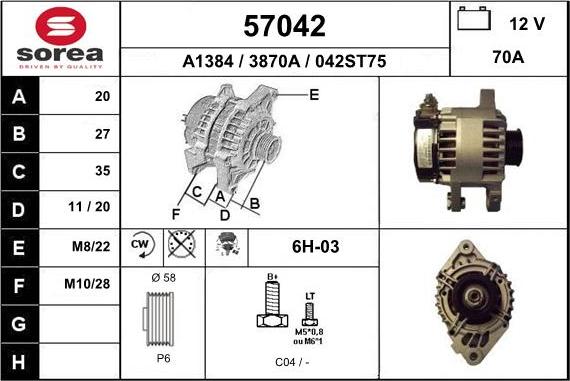 EAI 57042 - Генератор autospares.lv