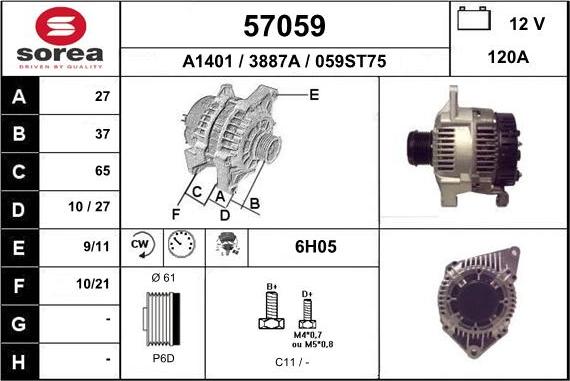 EAI 57059 - Генератор autospares.lv