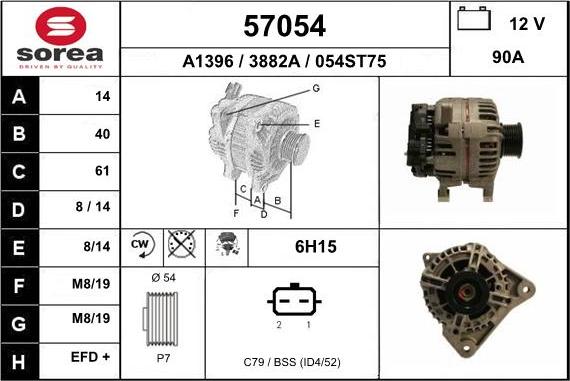 EAI 57054 - Генератор autospares.lv