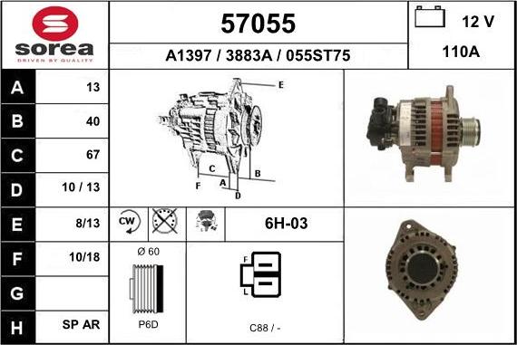 EAI 57055 - Генератор autospares.lv