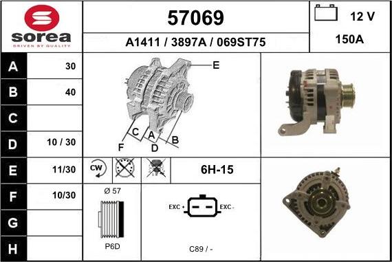 EAI 57069 - Генератор autospares.lv