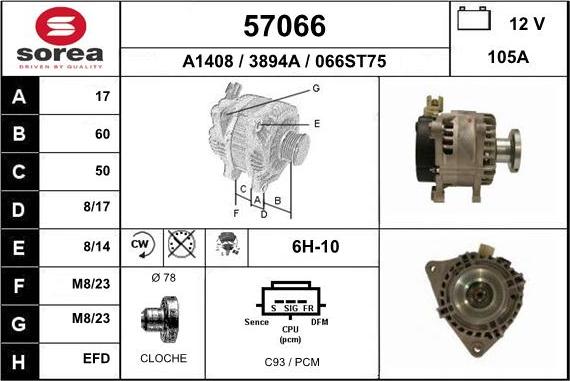 EAI 57066 - Генератор autospares.lv