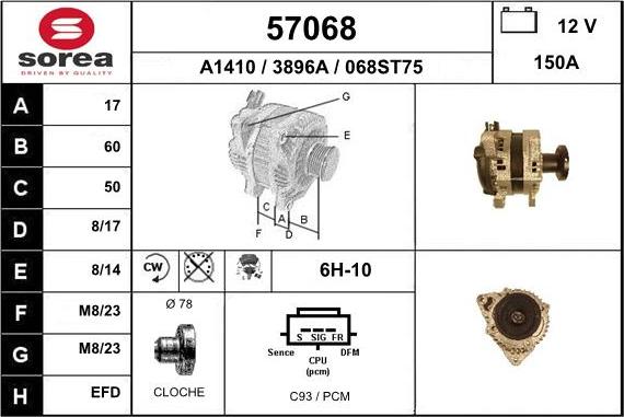 EAI 57068 - Генератор autospares.lv