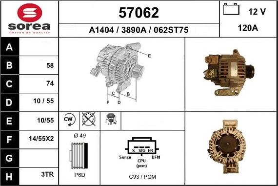 EAI 57062 - Генератор autospares.lv