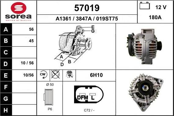 EAI 57019 - Генератор autospares.lv