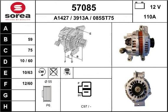 EAI 57085 - Генератор autospares.lv