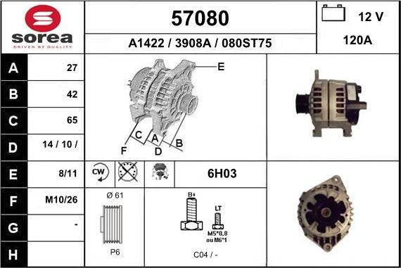 EAI 57080 - Генератор autospares.lv