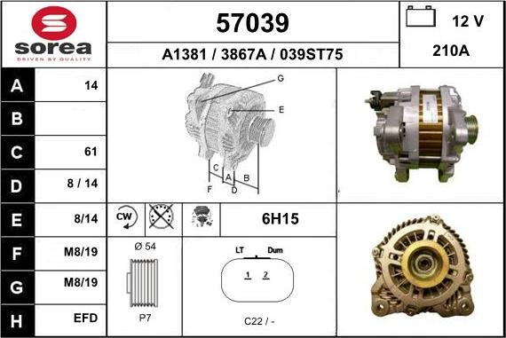 EAI 57039 - Генератор autospares.lv