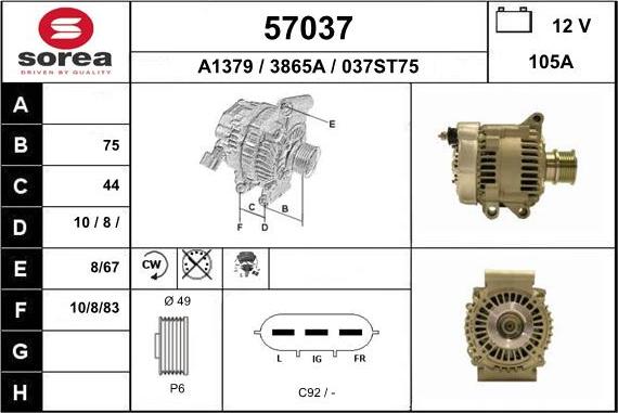 EAI 57037 - Генератор autospares.lv