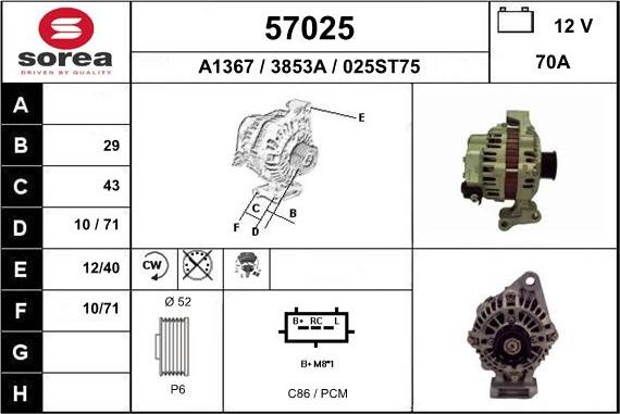 EAI 57025 - Генератор autospares.lv