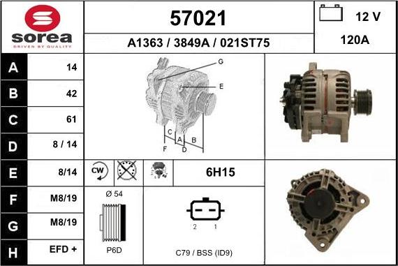 EAI 57021 - Генератор autospares.lv