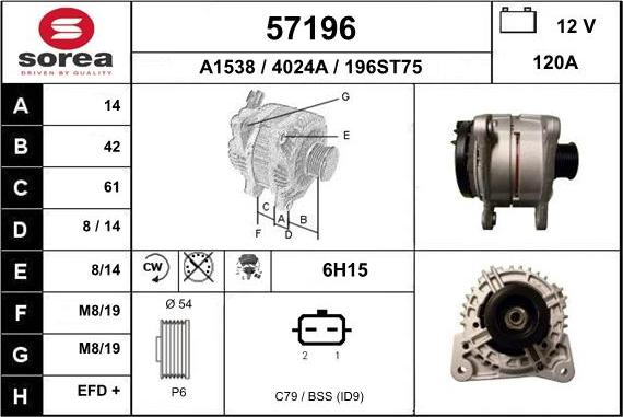 EAI 57196 - Генератор autospares.lv