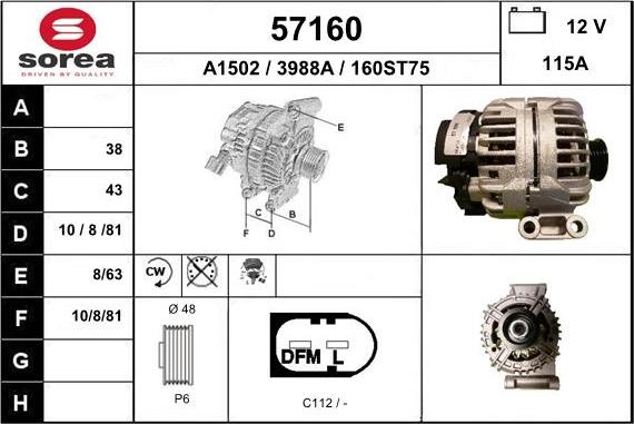 EAI 57160 - Генератор autospares.lv