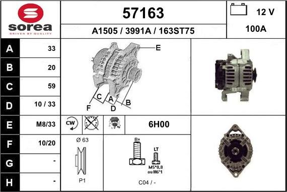 EAI 57163 - Генератор autospares.lv