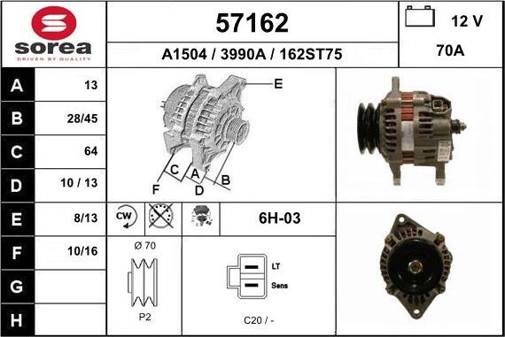 EAI 57162 - Генератор autospares.lv