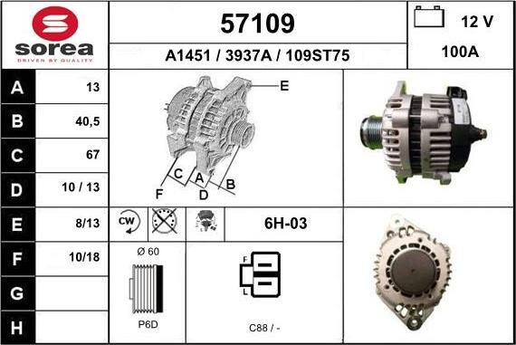 EAI 57109 - Генератор autospares.lv