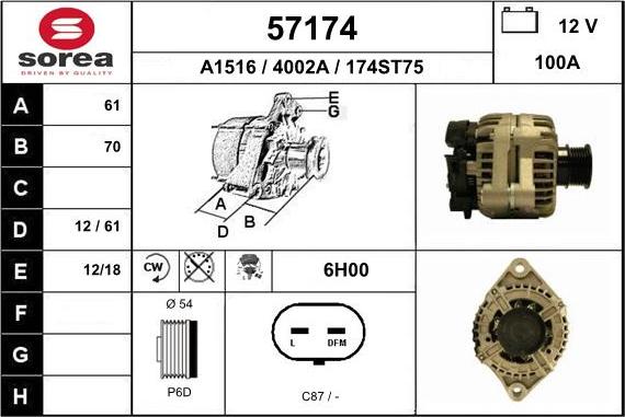 EAI 57174 - Генератор autospares.lv