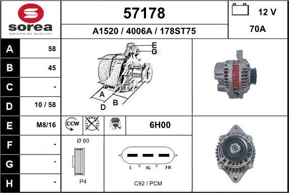 EAI 57178 - Генератор autospares.lv