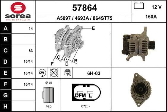 EAI 57864 - Генератор autospares.lv