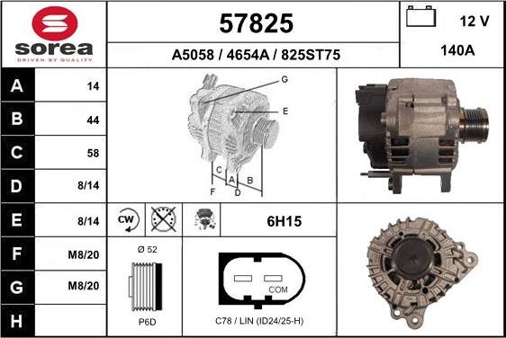 EAI 57825 - Генератор autospares.lv