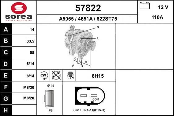 EAI 57822 - Генератор autospares.lv