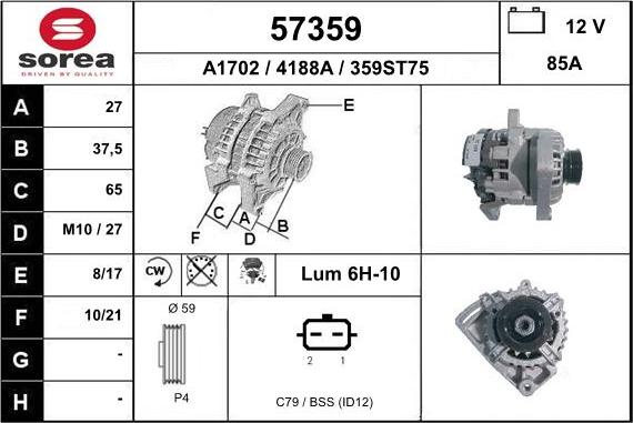 EAI 57359 - Генератор autospares.lv