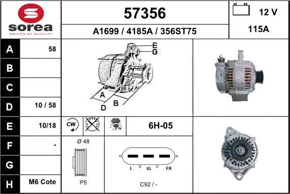 EAI 57356 - Генератор autospares.lv