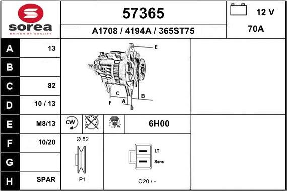 EAI 57365 - Генератор autospares.lv